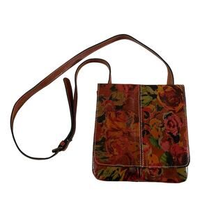Patricia Nash Brown Floral Leather Crossbody